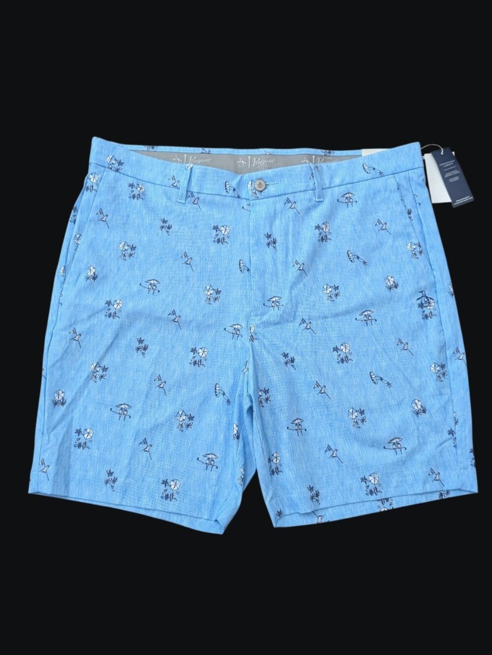 Original Penguin Golf Penguin Stretch Shorts Blue Size 36 NWT